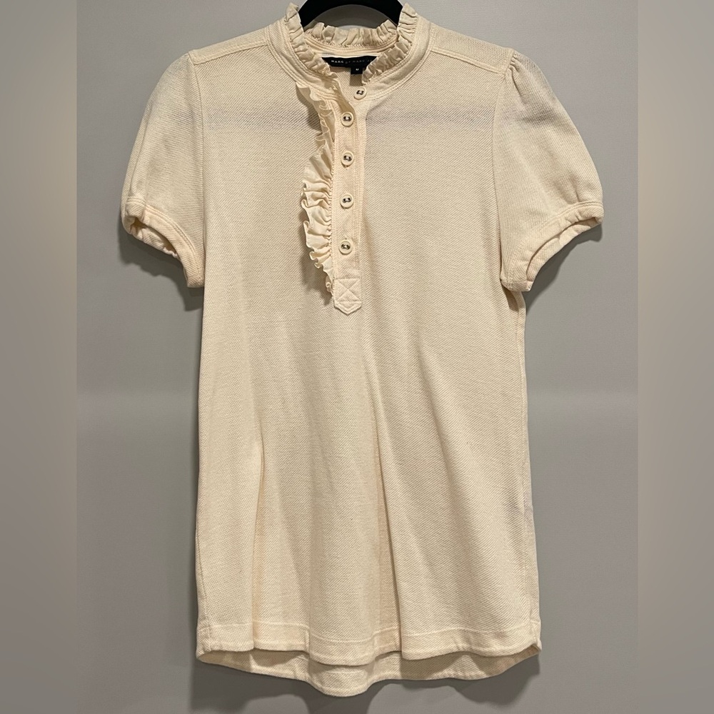 Marc by Marc Jacobs ivory ruffled collar knit top, size M